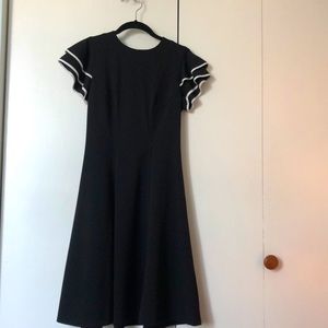 Tommy Hilfiger Black Ruffle Sleeve Midi Dress